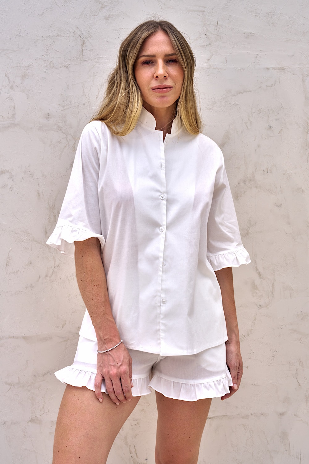 CONJUNTO BLUSA M 3/4 E SHORTS BABADO (105541)