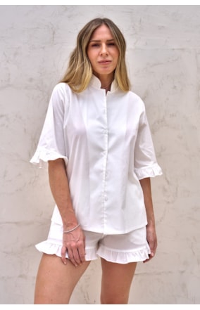 CONJUNTO BLUSA M 3/4 E SHORTS BABADO (105541)